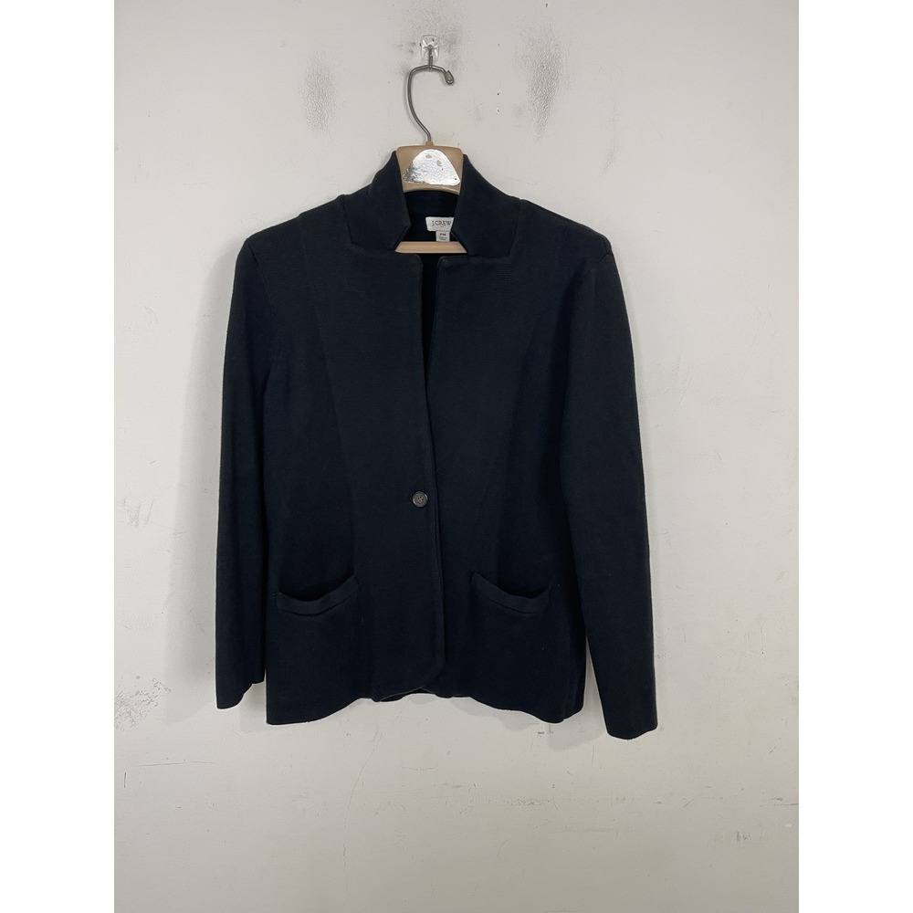 J Crew Women's Petite Medium PM Cotton Open Cardigan Sweater Jacket Black